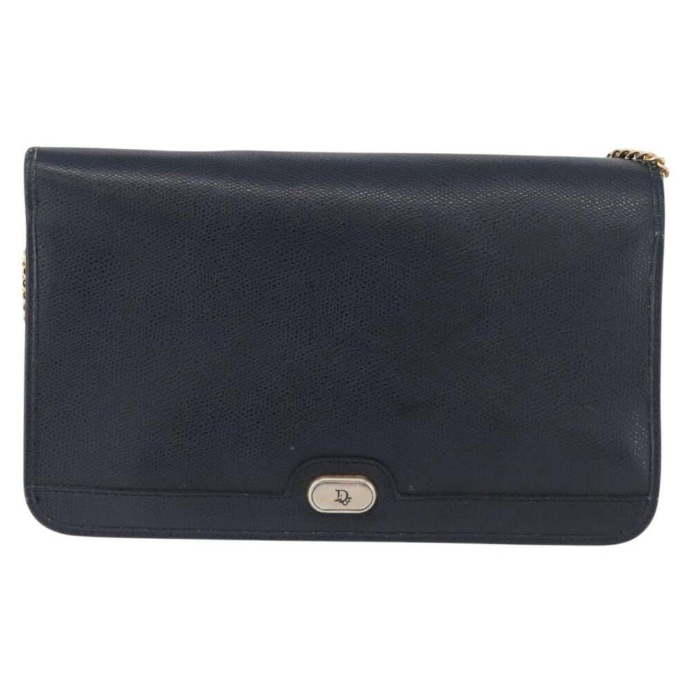 Dior Leather Chain Shoulder Bag Navy